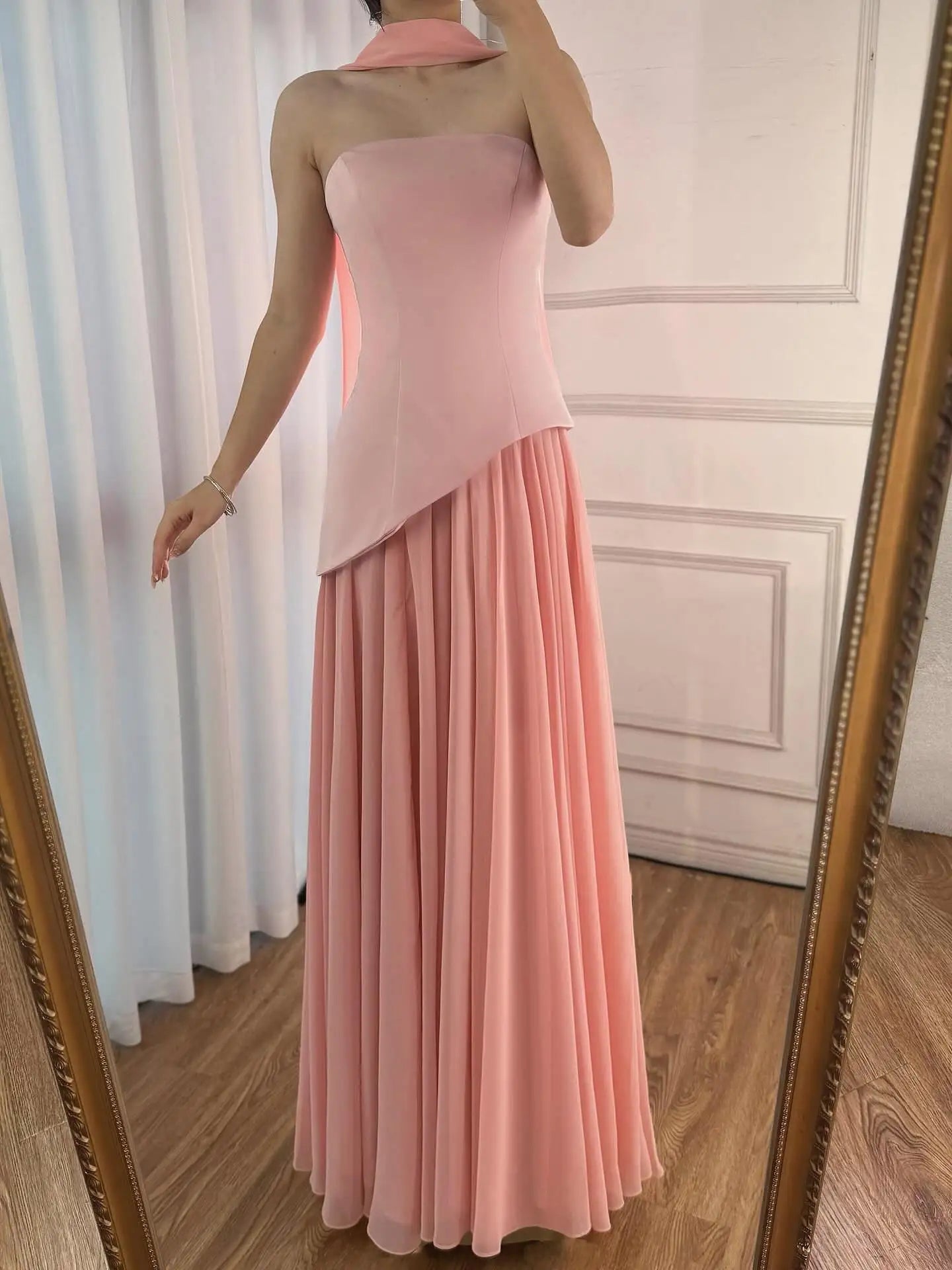 Luxury Lilac Elegant Evening Dress Flowing Skirt LA73165 - SERENE HILL