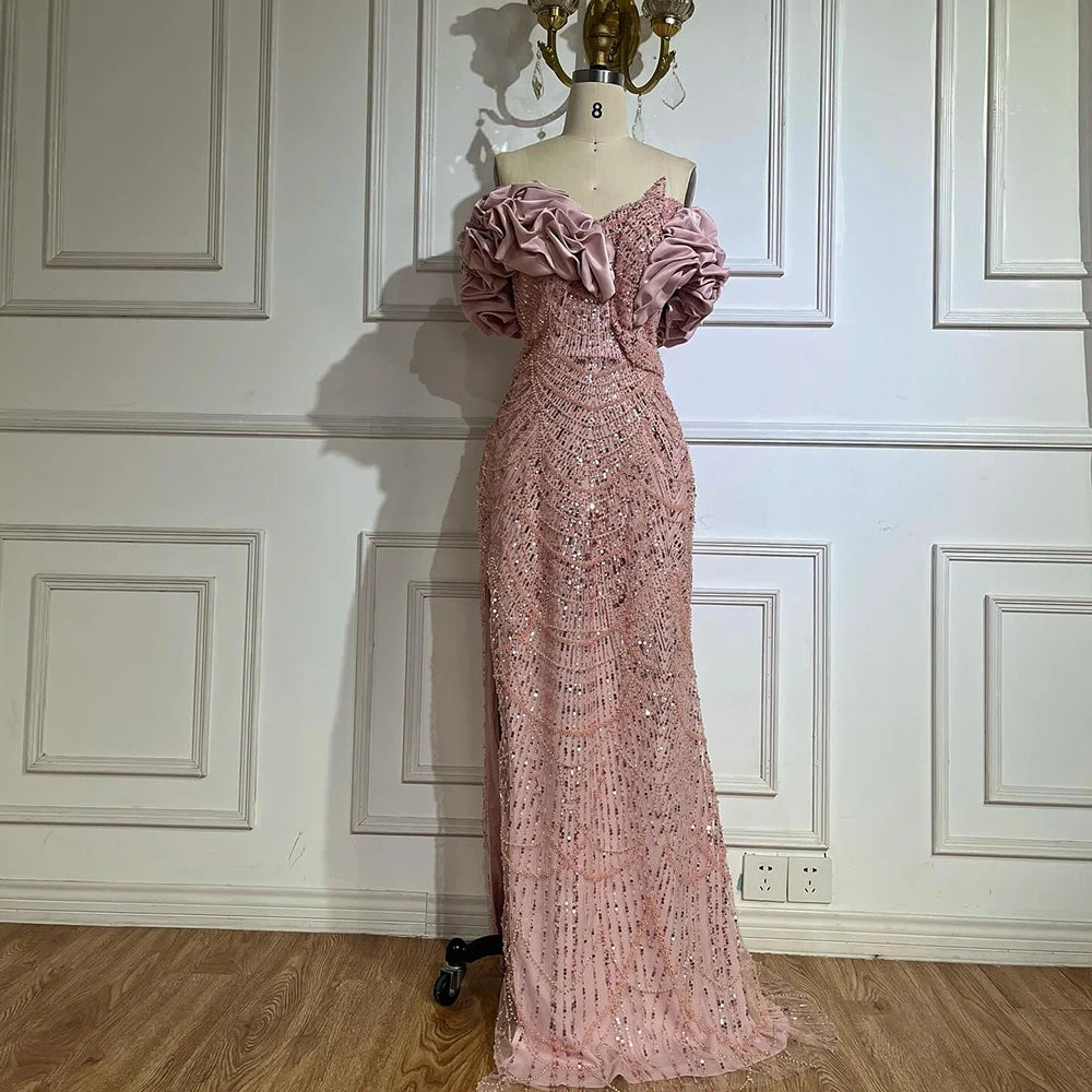 Luxury Dubai Luxury Dubai Off Shoulder Mermaid Sage Green Evening Dresses For Women Arabic Wedding Party Gown LA72281 - SERENE HILL