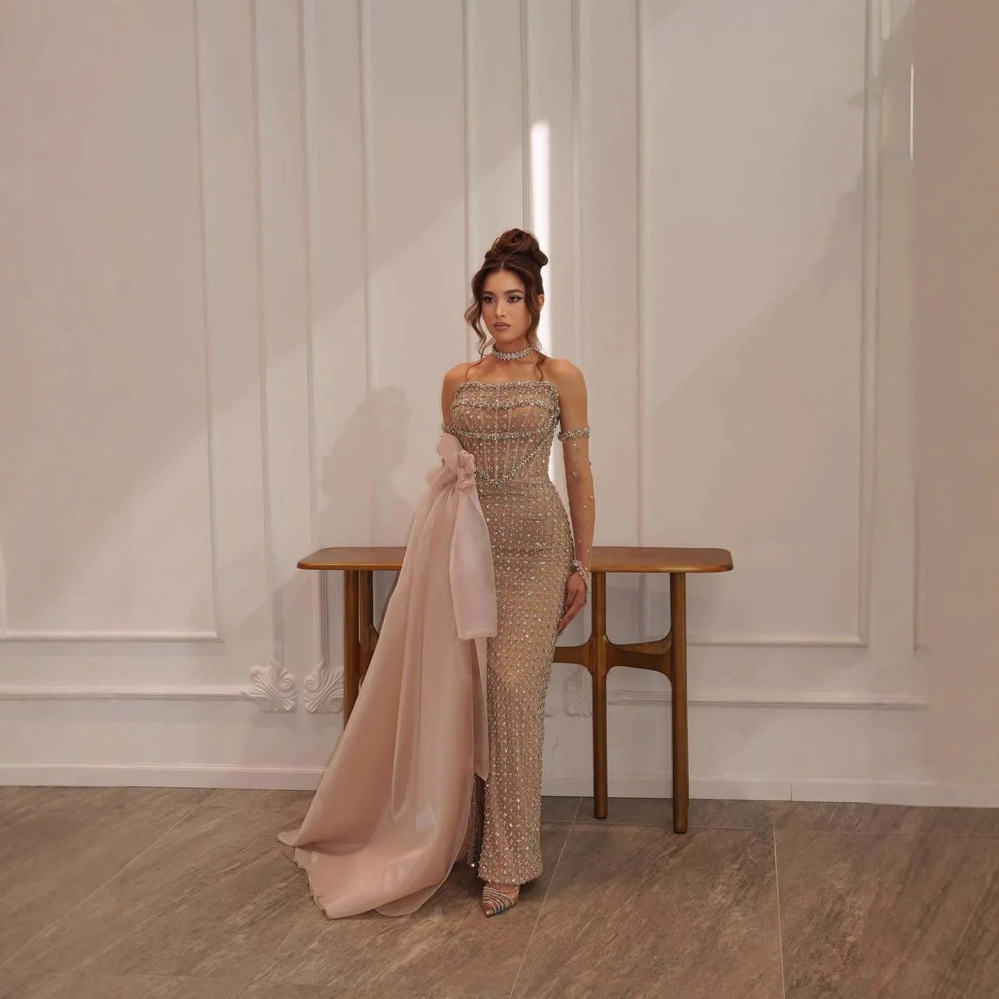 Luxury Dubai Crystal Mermaid Evening Dress with Skirt LA73220 - SERENE HILL