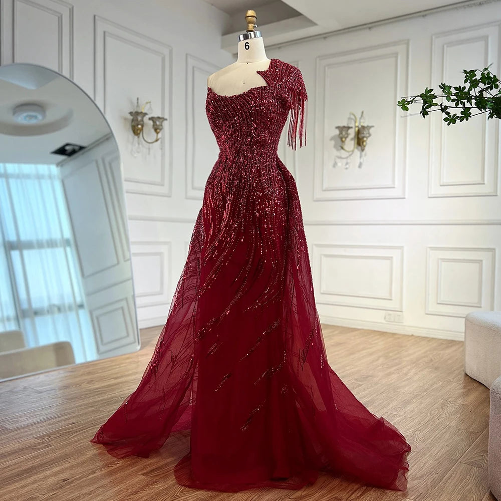 Luxury Green Evening Dress with Overskirt LA72979 - SERENE HILL