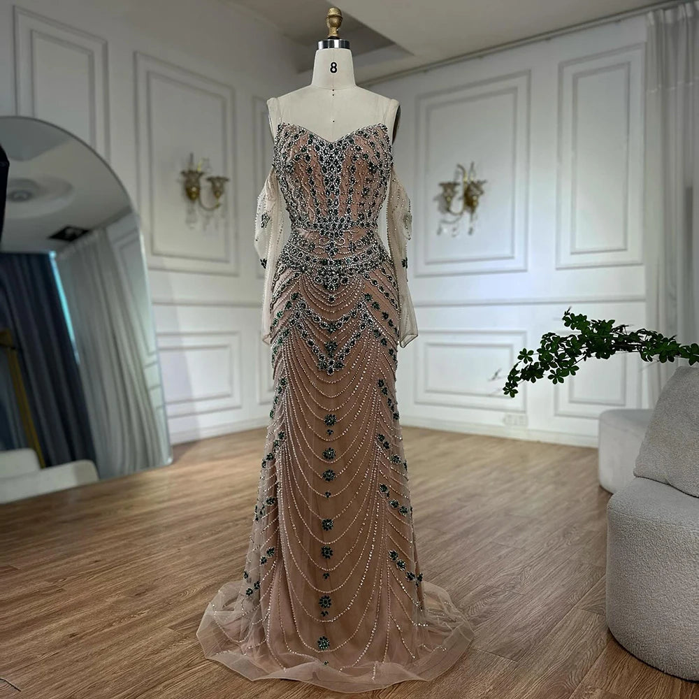 Luxury Blue Beaded Mermaid Evening Dress LA72858 - SERENE HILL