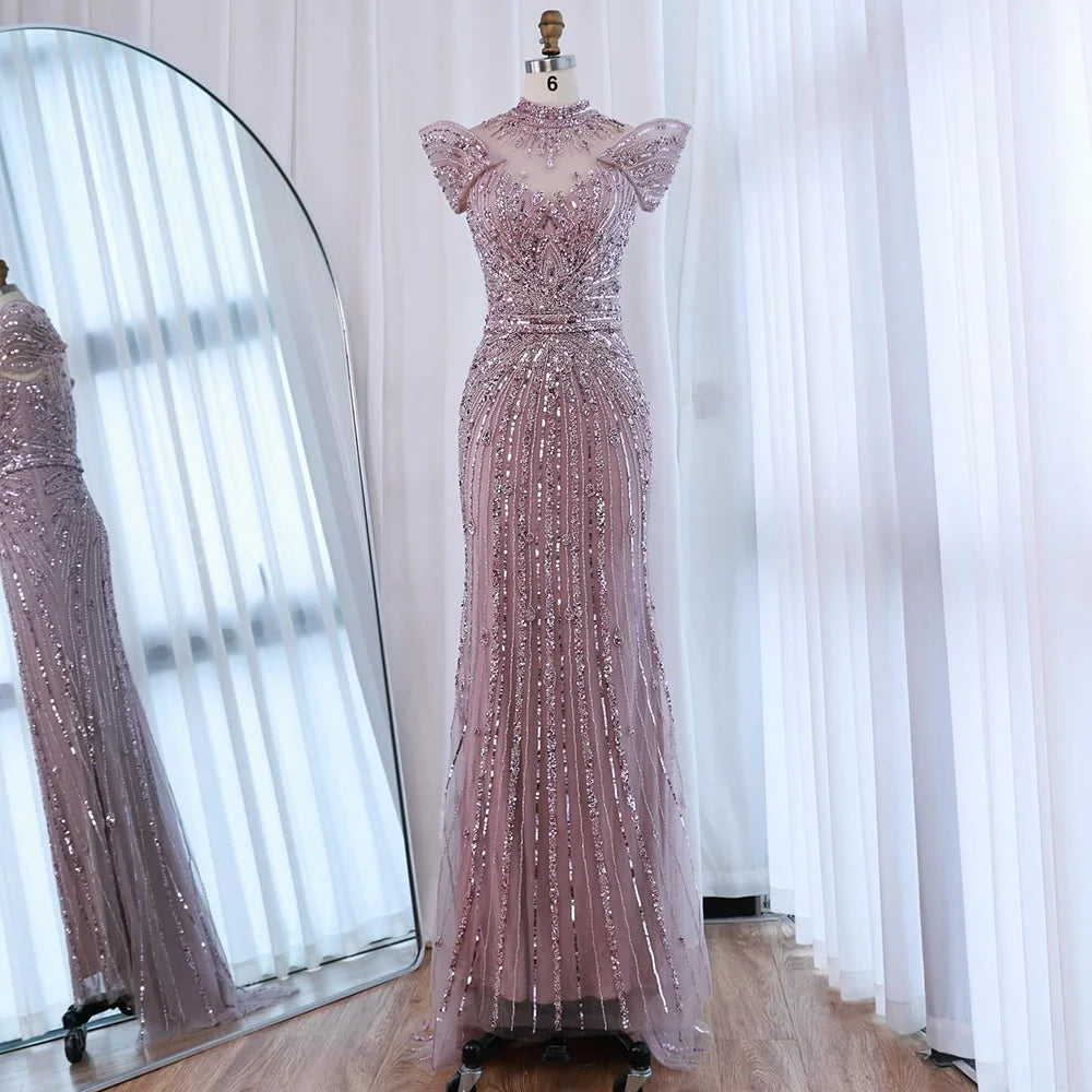 Luxury Caramel Mermaid Beaded Evening Dress LA73082 - SERENE HILL