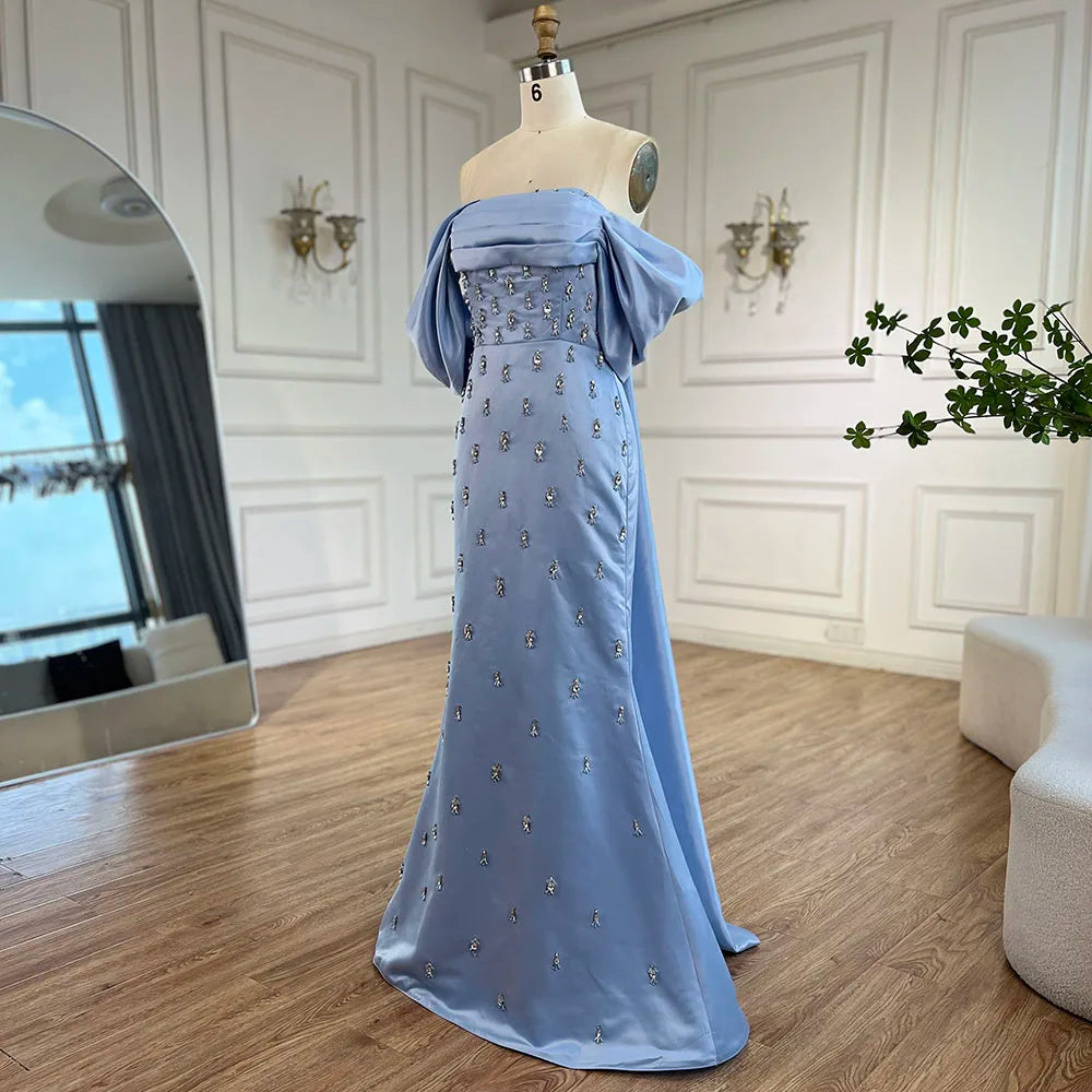 Luxury Baby Pink Off Shoulder Evening Dress for Women Party LA72414 - SERENE HILL