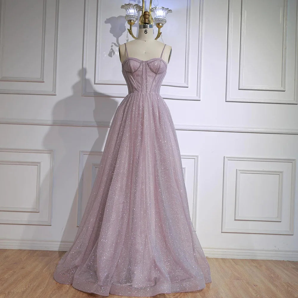 Luxury Pink Glitter A Line Evening Dress with Bodice LA73017 - SERENE HILL