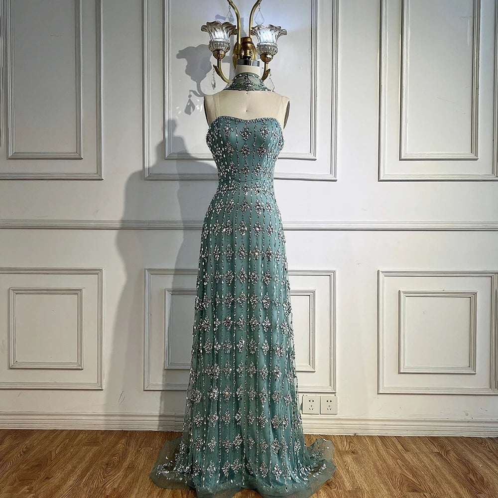 Luxury Nude Beaded Mermaid Evening Dress for Occasion Saudi LA72871 - SERENE HILL