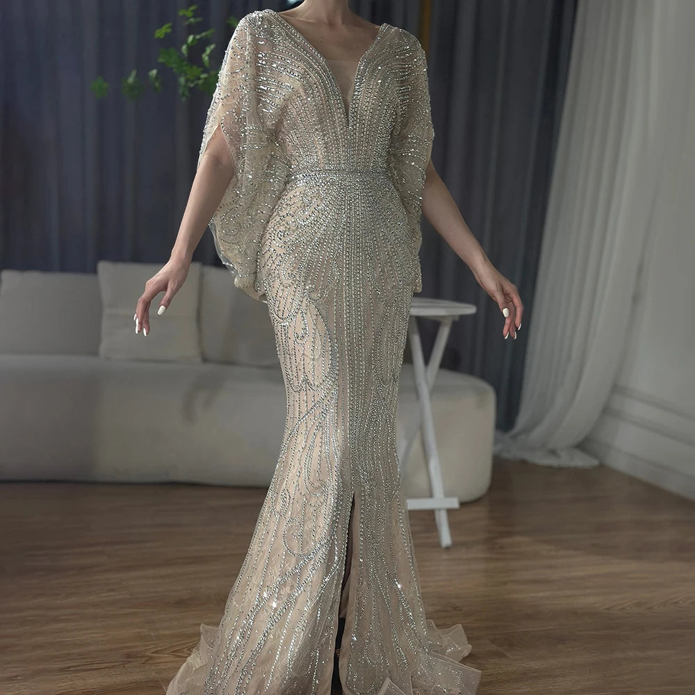 Luxury Arabic Tiffny Mermaid Beaded Evening Dresses Gowns LA72288A - SERENE HILL