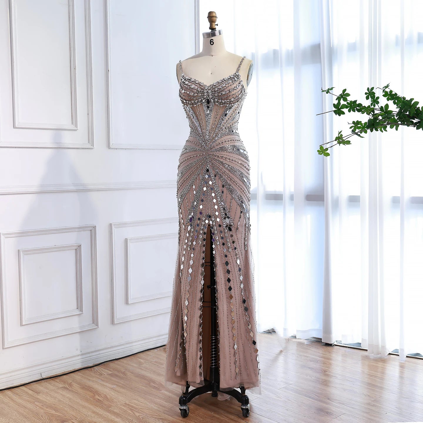 Luxury Nude Corset Beaded Mermaid Prom Dress LA72803A - SERENE HILL