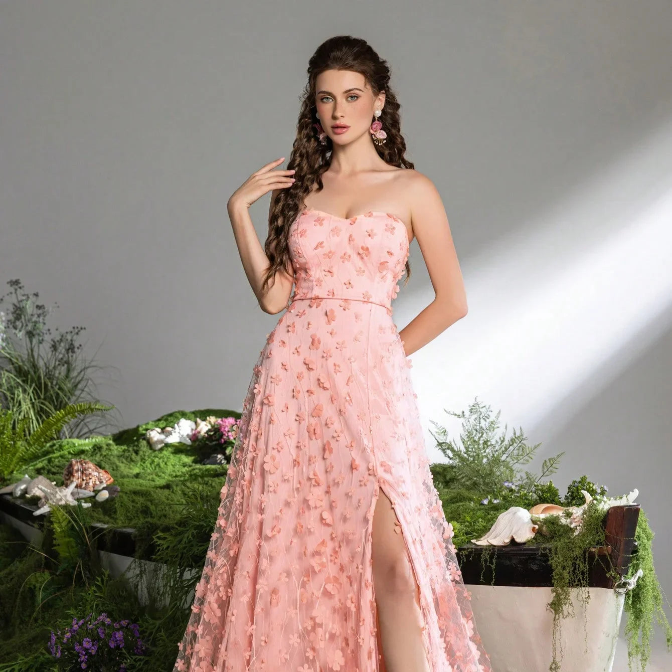 Pink 3D Flower Dubai Off-Shoulder A-Line Evening Dress LA73227 - SERENE HILL