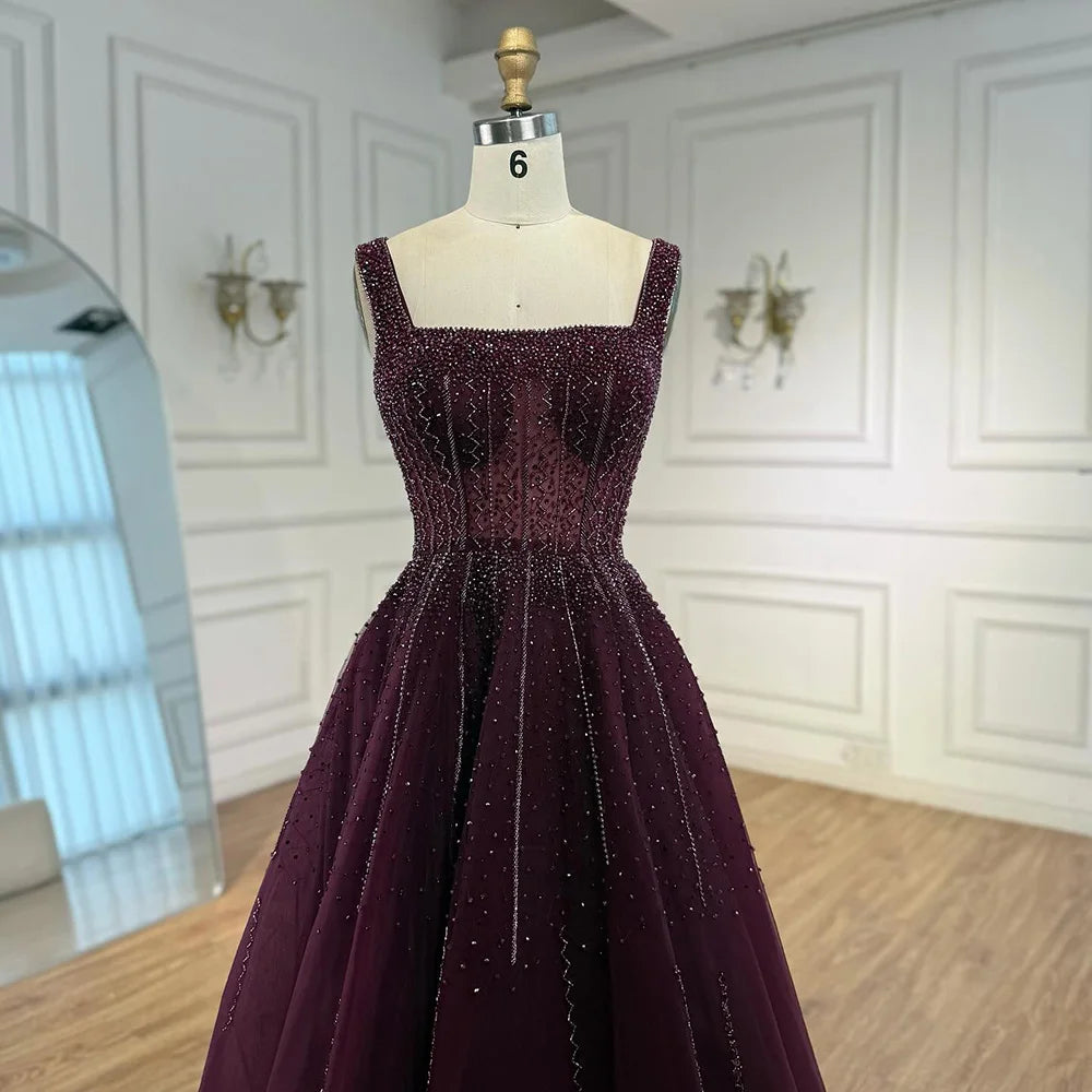 Purple Luxury Square Evening Dresses Arabic Gowns For Party Prom Dress Party LA72857 - SERENE HILL