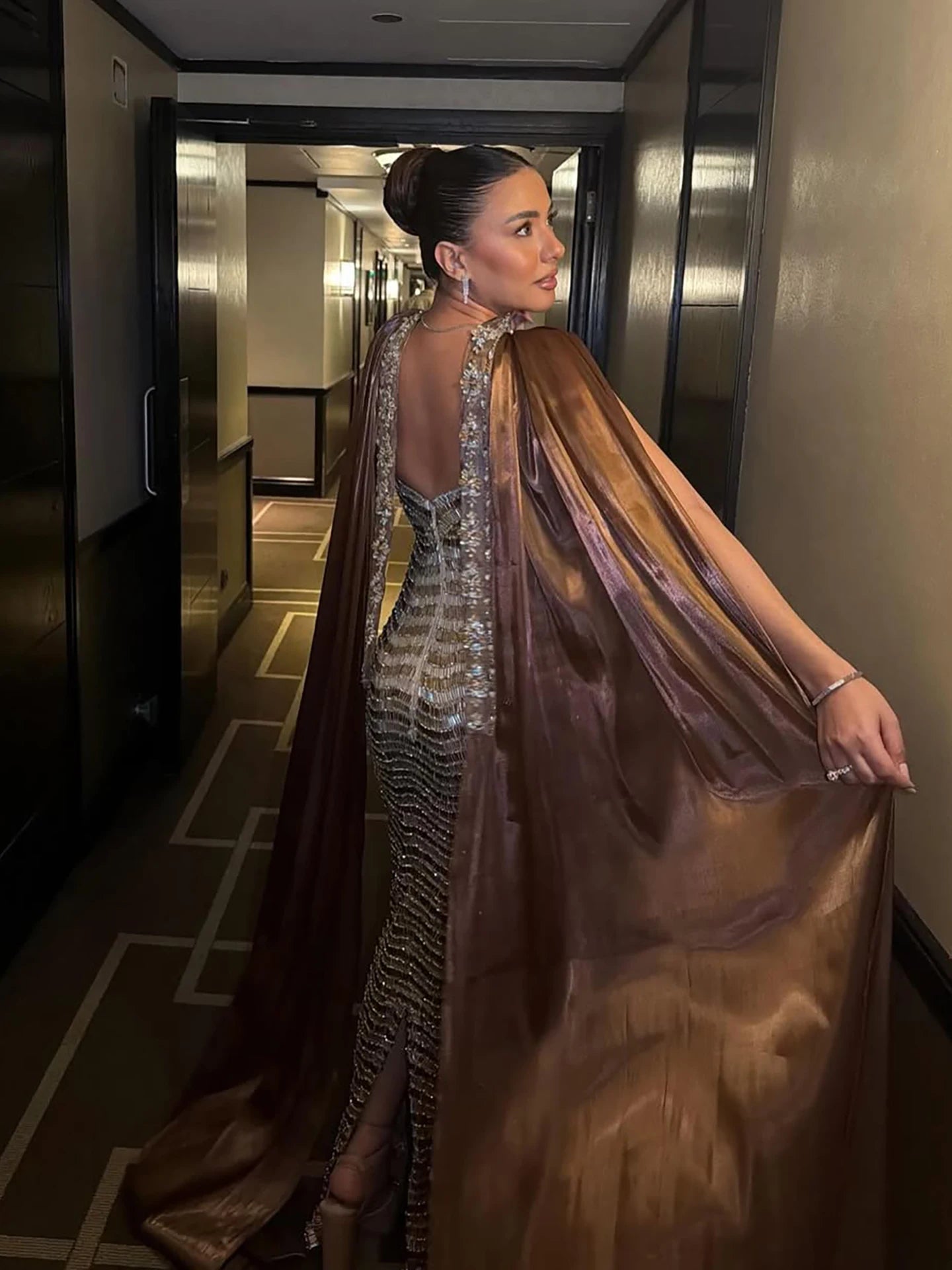 Luxury Caramel Beaded Mermaid Evening Dress LA73447 - SERENE HILL