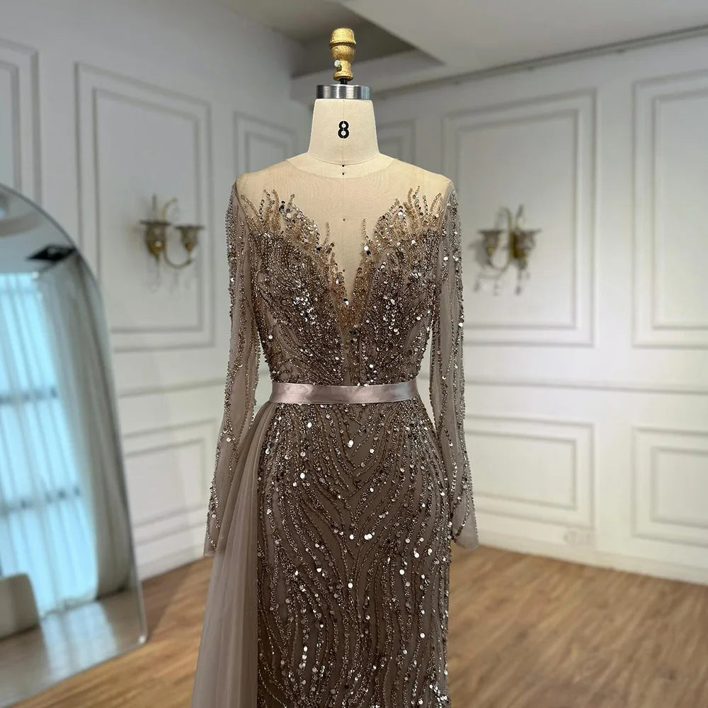 Luxury Purple Lace Beaded Mermaid Evening Dress with Skirt LA71752 - SERENE HILL