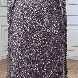 Luxury Arabic Mermaid Evening Dress with Cape Sleeves Plus SizeLA72590A - SERENE HILL