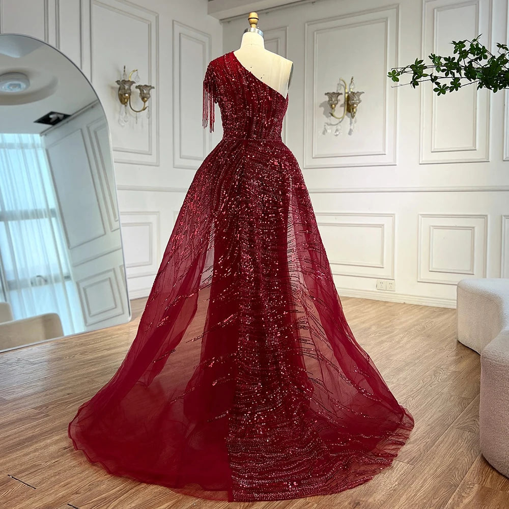 Luxury Green Evening Dress with Overskirt LA72979 - SERENE HILL