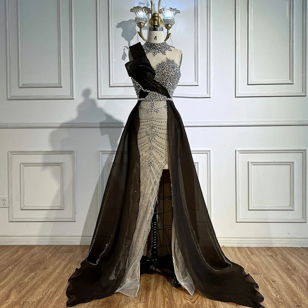 Luxury Beaded Arabic Evening Dress with Slit LA72769 - SERENE HILL