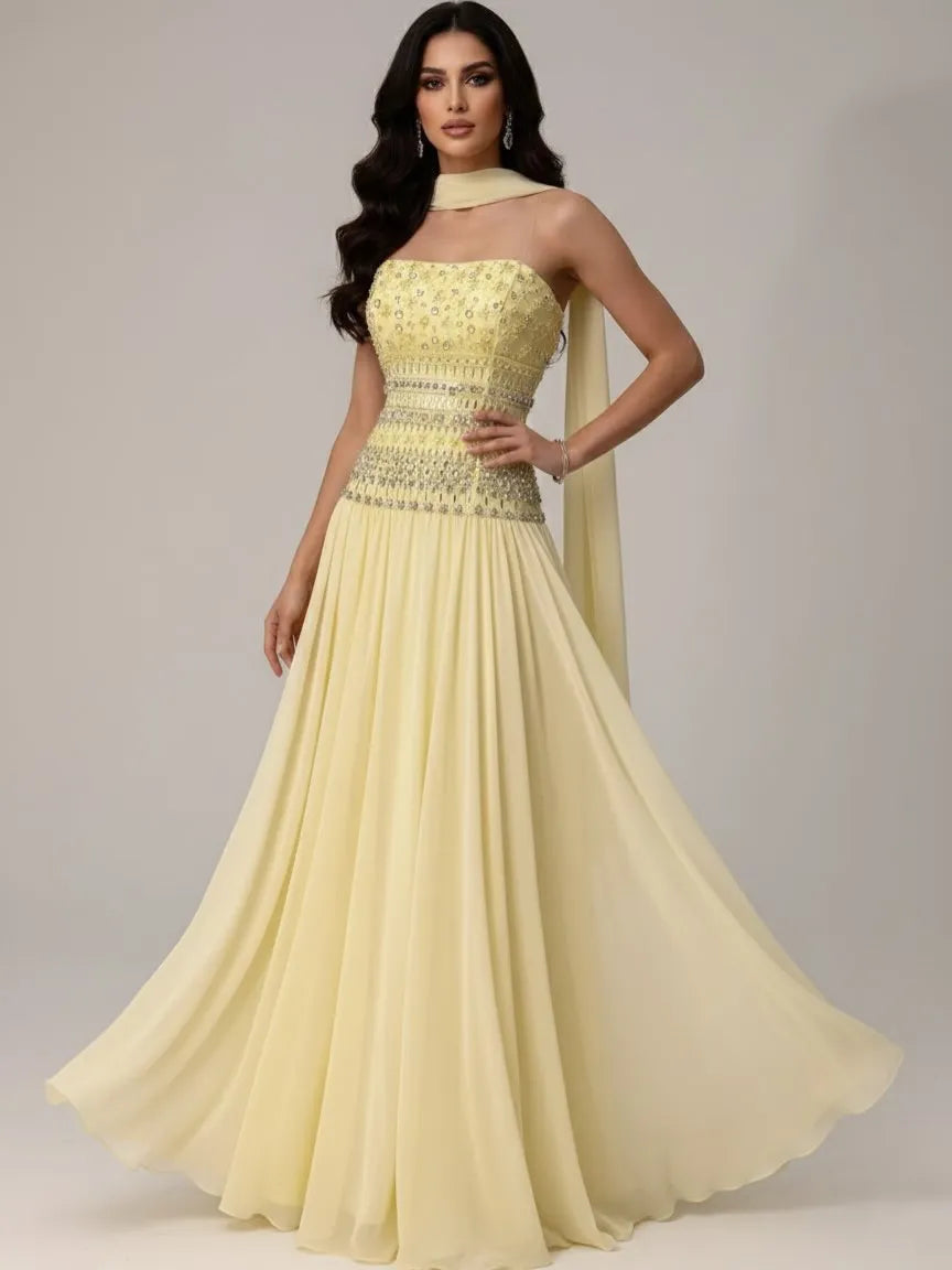 Lilac Beaded A Line Arabic Evening Dress LA73044 - SERENE HILL