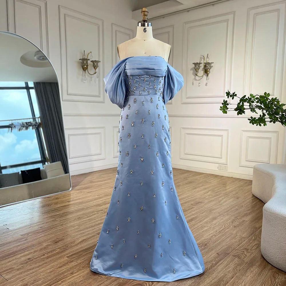 Luxury Baby Pink Off Shoulder Evening Dress for Women Party LA72414 - SERENE HILL