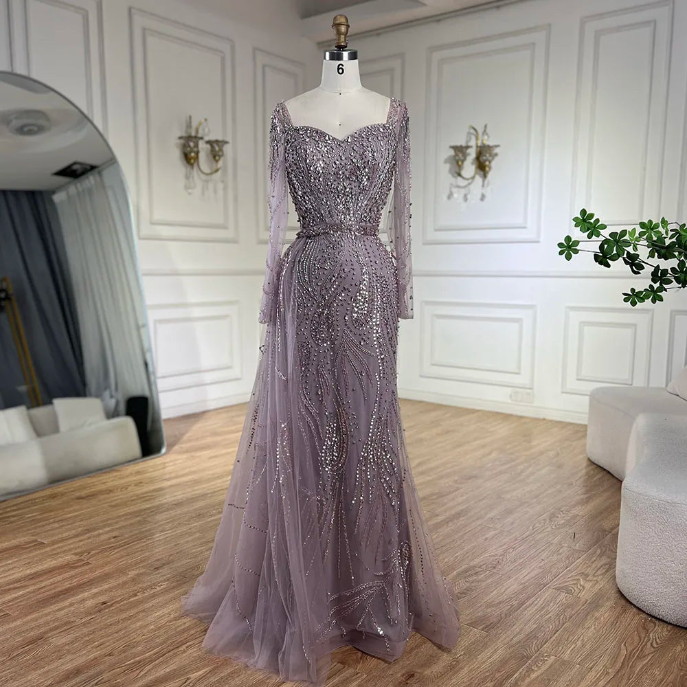 Muslim Pink Elegant Mermaid Gowns with Long Sleeve LA72441 - SERENE HILL