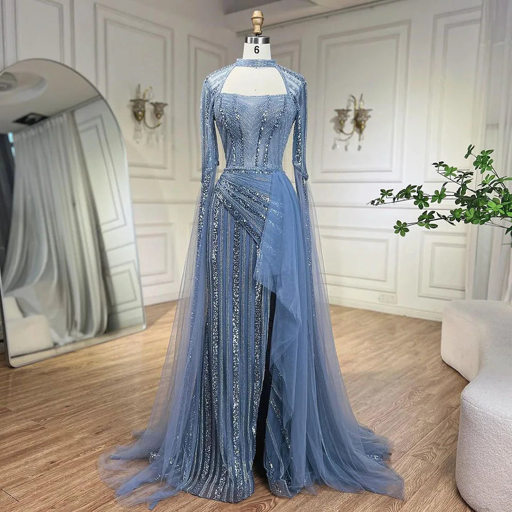 Mermaid Dusty Pink Evening Dress with Cape Sleeves LA72312 - SERENE HILL