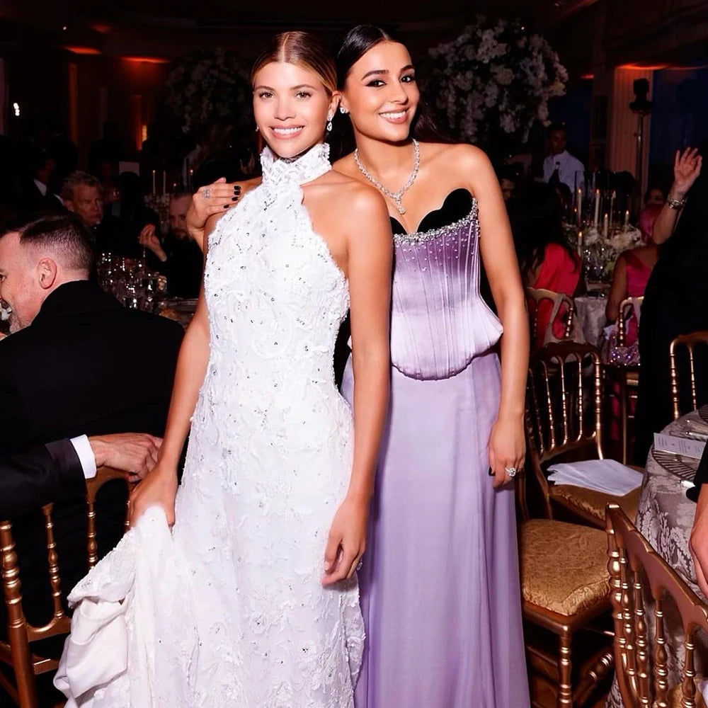 Luxury Dubai Saudi Lilac Two-Piece Satin A-Line Evening Dresses for Women for Formal Occasion LA72765 - SERENE HILL