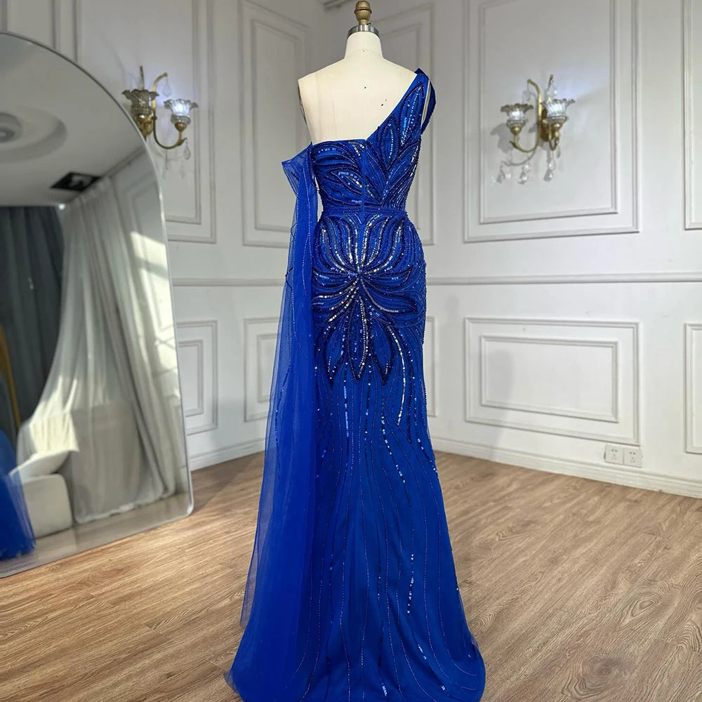 Luxury Royal Blue One Shoulder Mermaid Evening Dress LA72869 - SERENE HILL