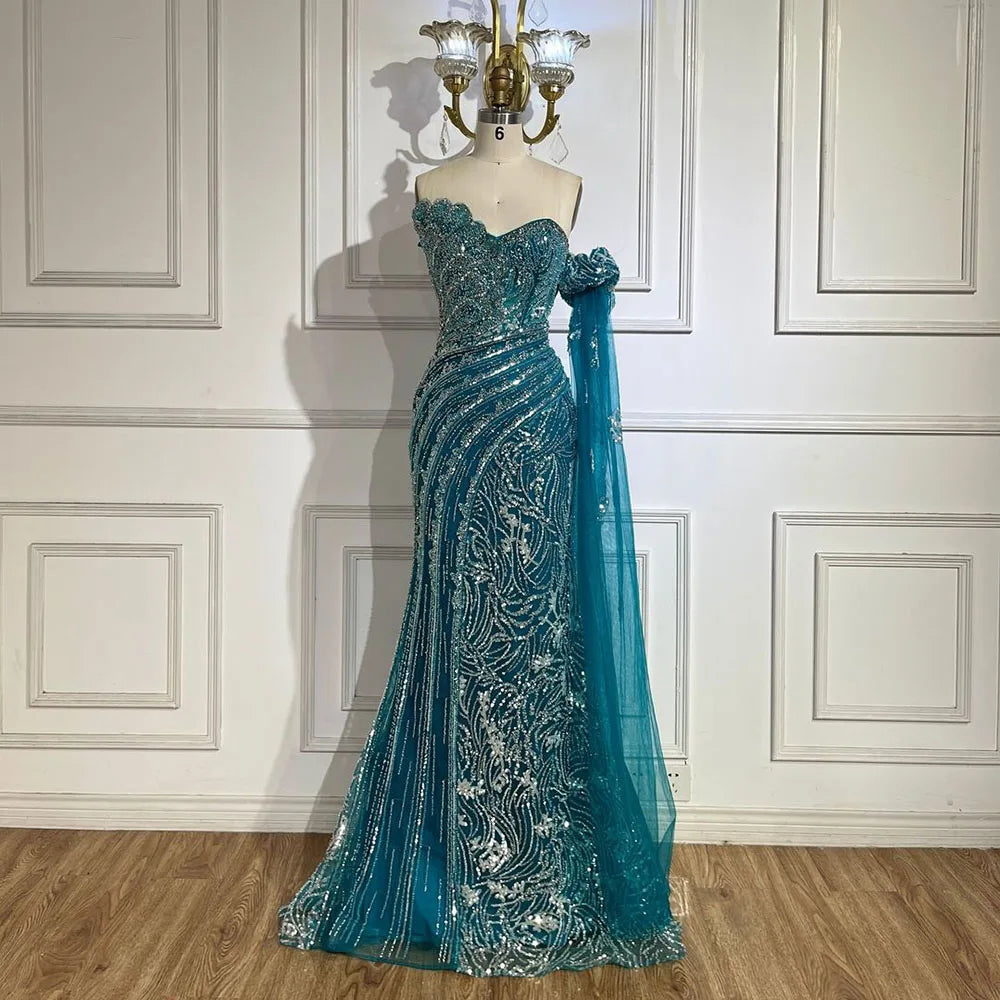 Luxury Beaded Scalloped Blue Evening Dress LA72600 2025 - Yellow / 12 Luxury Beaded Scalloped Blue Evening Dress LA72600 2025 - Yellow / 12