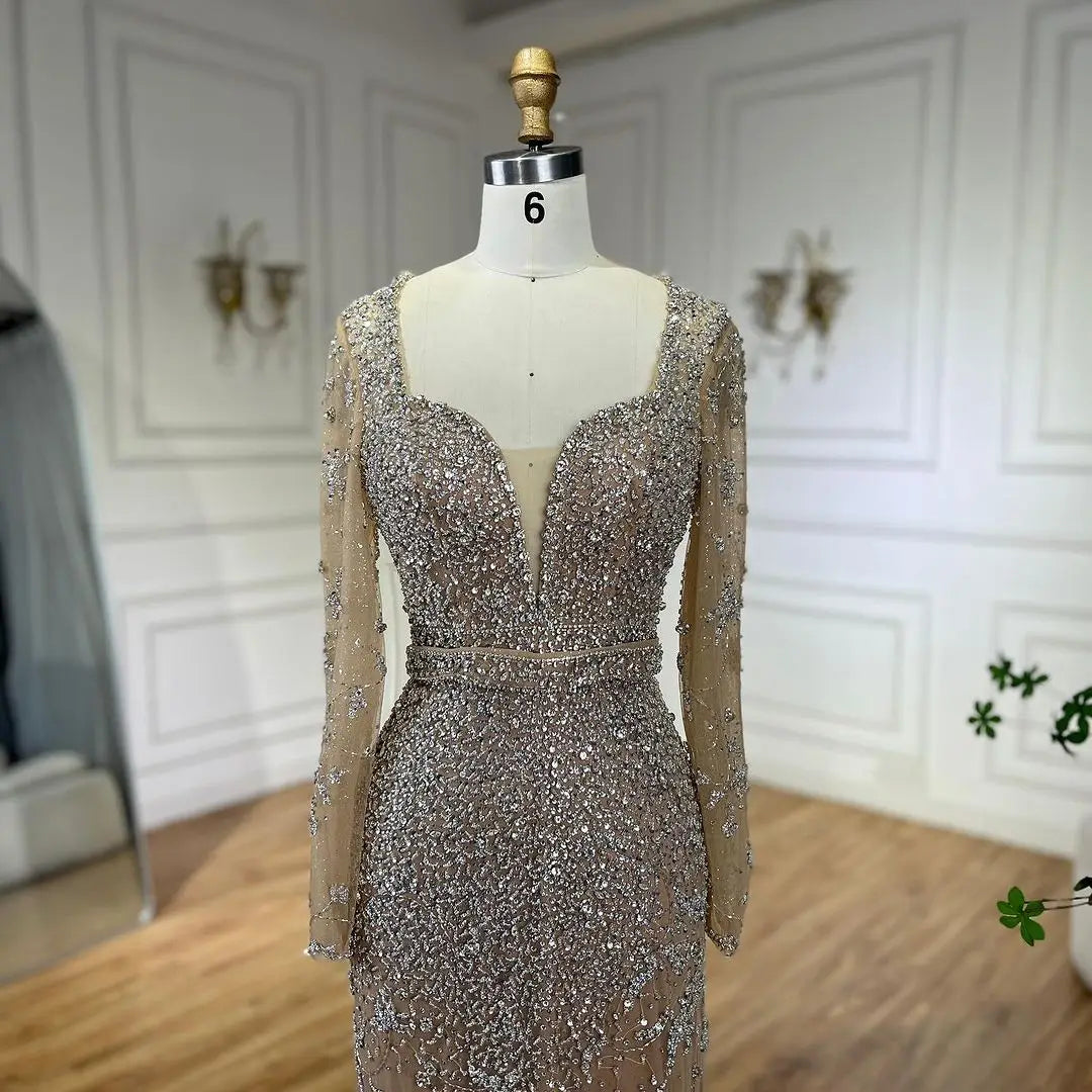 Luxury Caramel Sweetheart Mermaid Evening Dress with Beads LA72465 - SERENE HILL