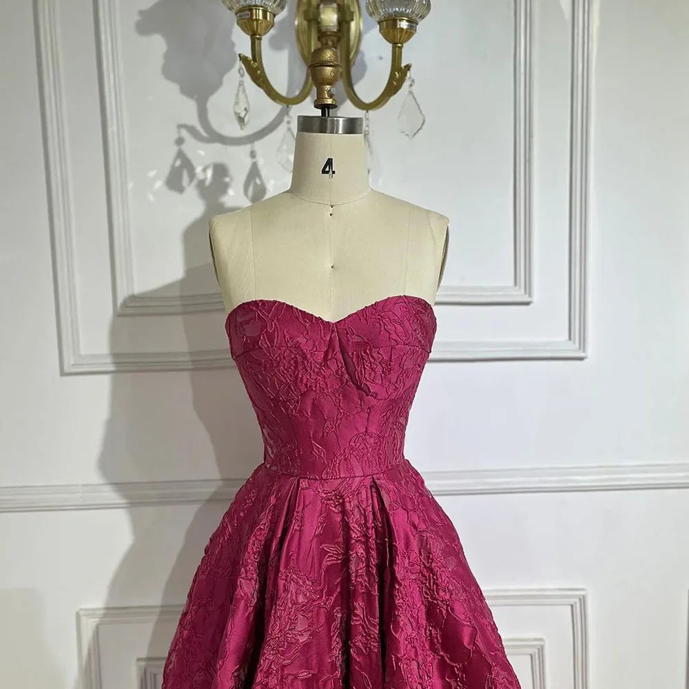 Serene Hill Arabic Fuchsia Elegant Evening Dresses 2025 Luxury Dubai A-Line Sleeveless Formal Dress Long Design LA70699 - SERENE HILL