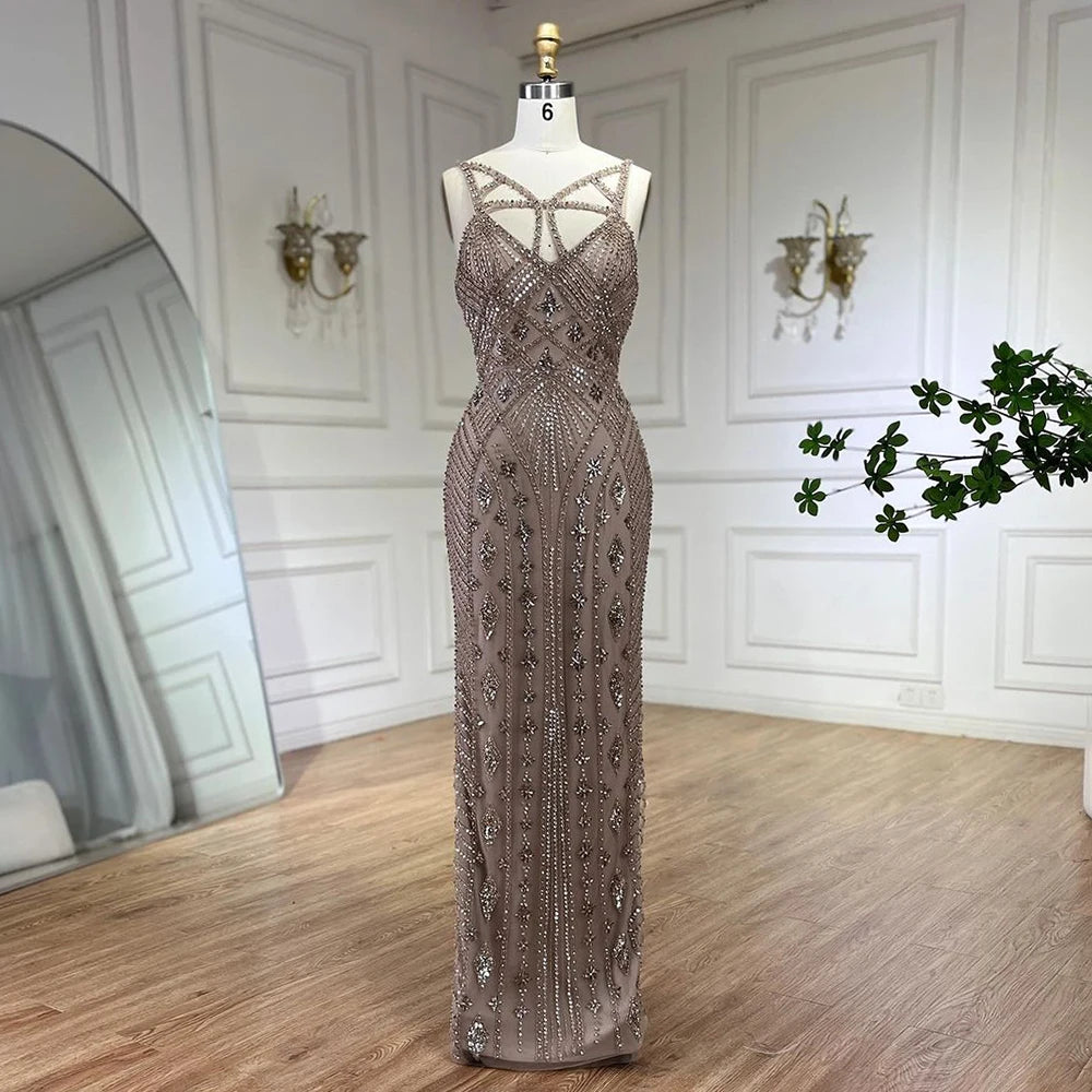 Serene Hill Arabic Luxury Dubai Mermaid Elegant Lilac Shawl Yarn Beaded Evening Dresses Gowns 2025 For Women Party LA72186 - SERENE HILL