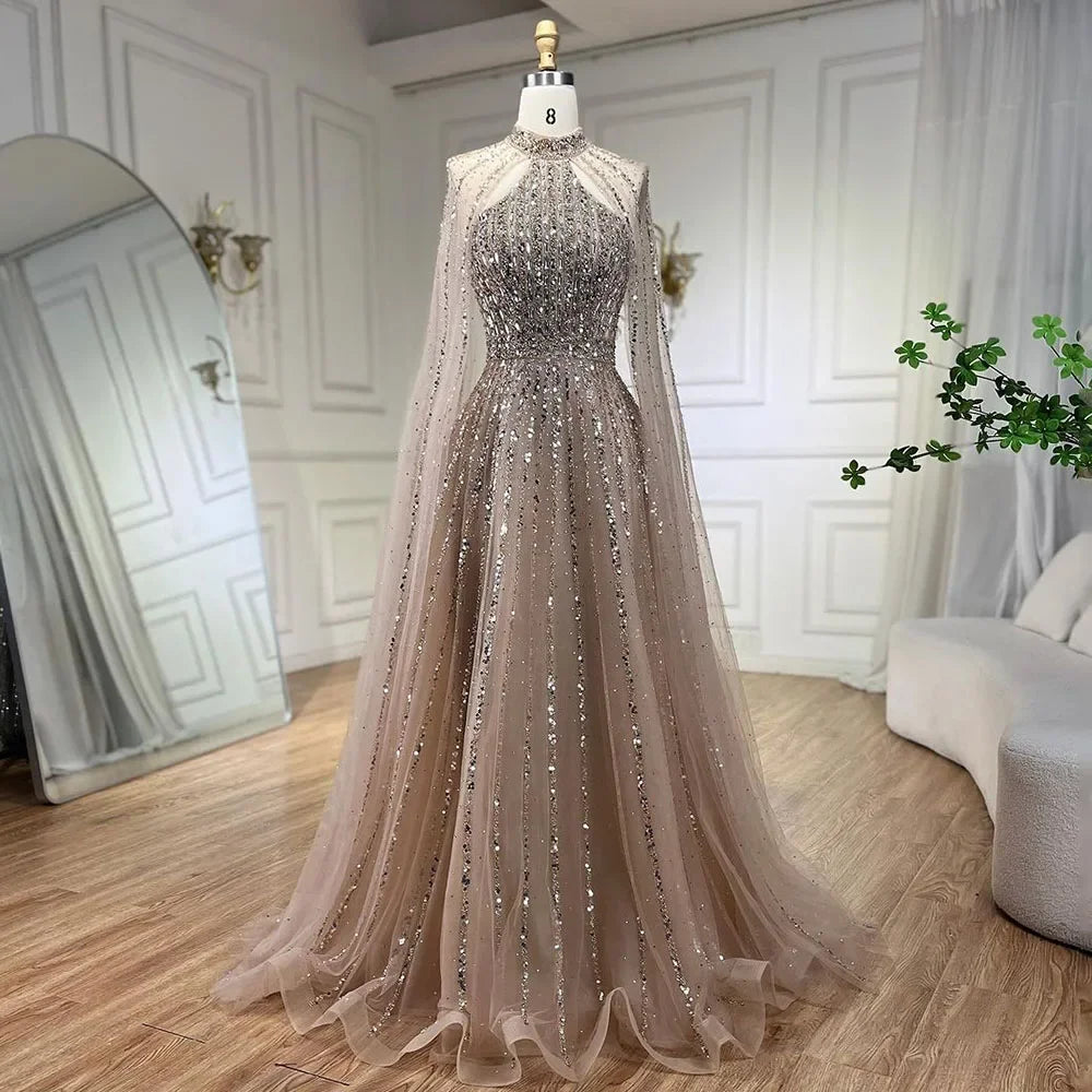 Luxury Turquoise A-Line Cape Sleeve Beaded Evening Dress Plus Size LA72306A SERENE HILL Luxury Turquoise A-Line Cape Sleeve Beaded Evening Dress Plus Size LA72306A SERENE HILL