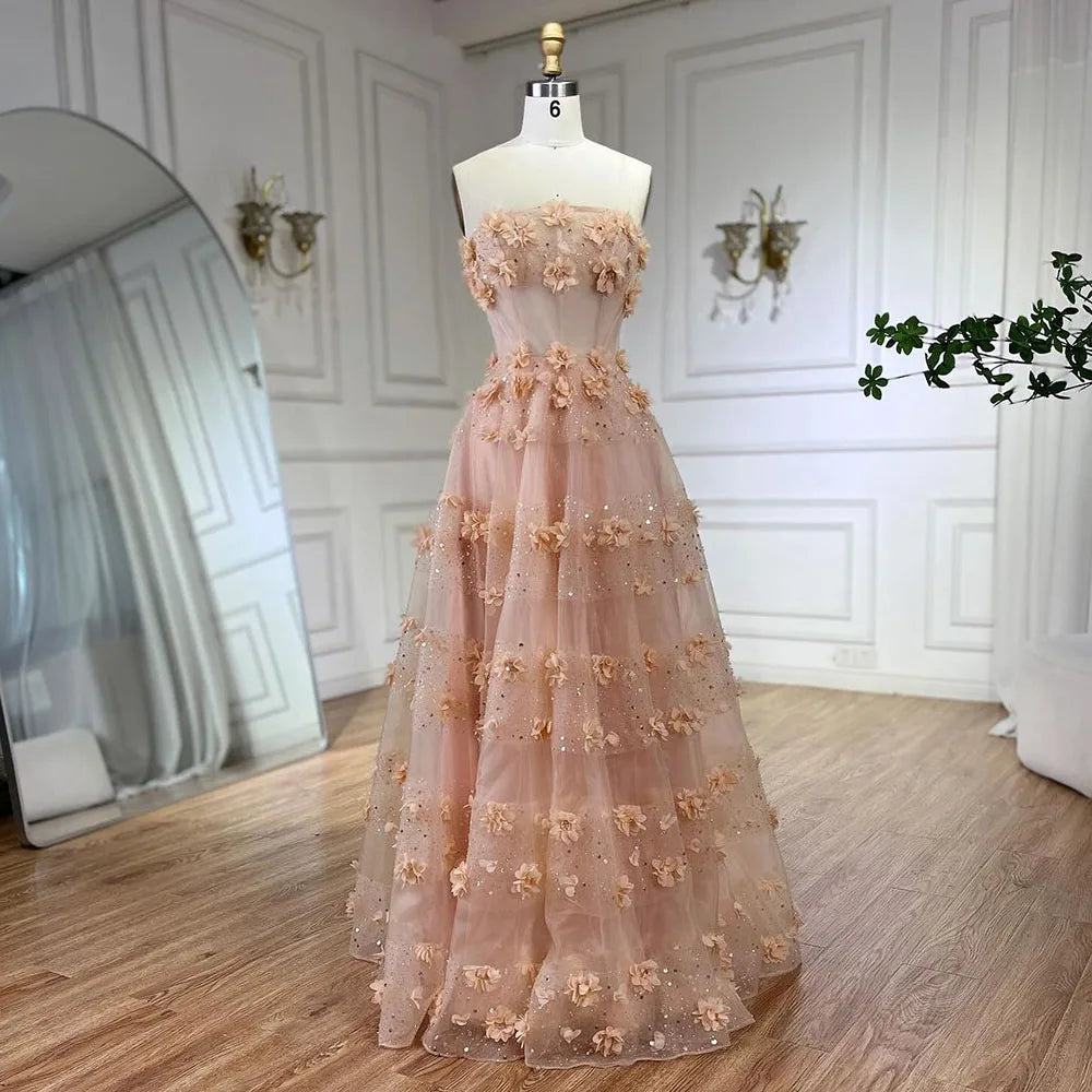 Serene Hill Arabic Turquoise Appliques Elegant A Line Long Evening Dresses Gowns for Women Wedding Party 2025 LA72445 - SERENE HILL