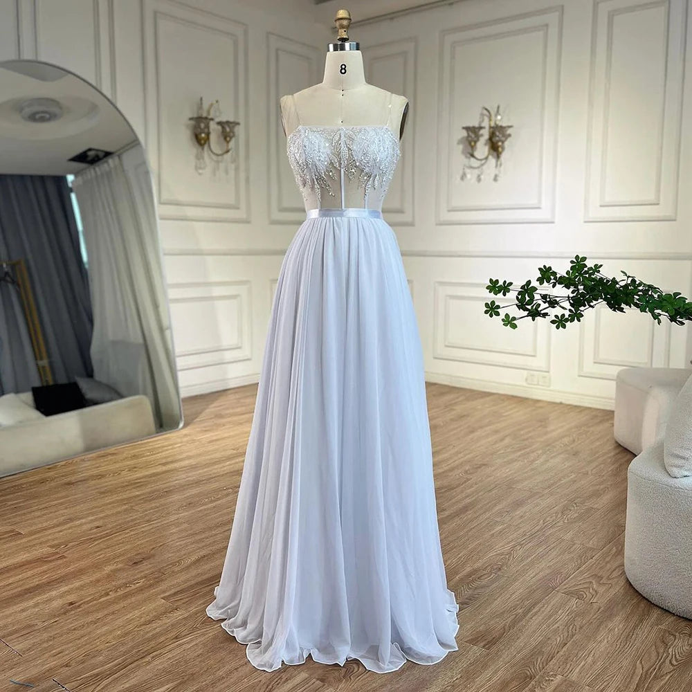 Serene Hill Arabic White Beaded Lace Mermaid Gown with Detachable Long Cape | Evening Dress for Women Wedding Party 2025 LA72415 - SERENE HILL