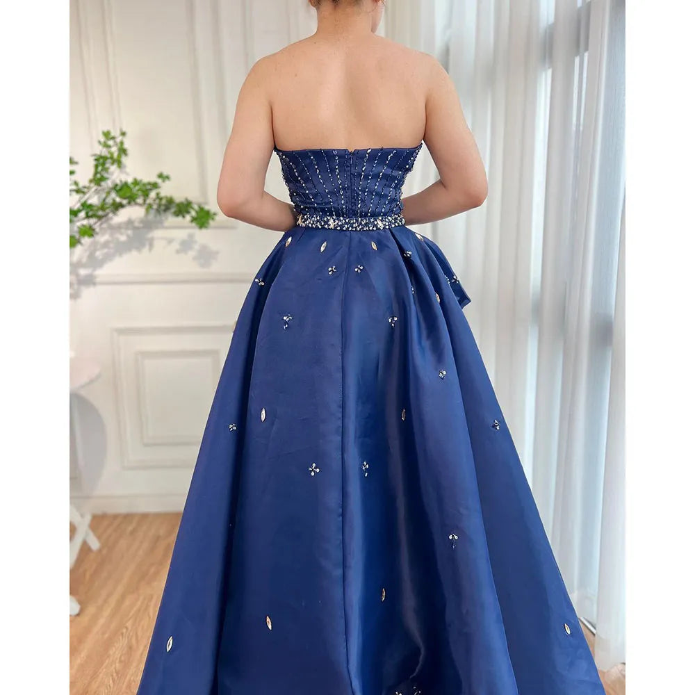 Serene Hill Blue Mermaid Overskirt Evening Party Gowns Beaded Elegant Formal Occasion Dresses For Women 2025 LA72051 - SERENE HILL