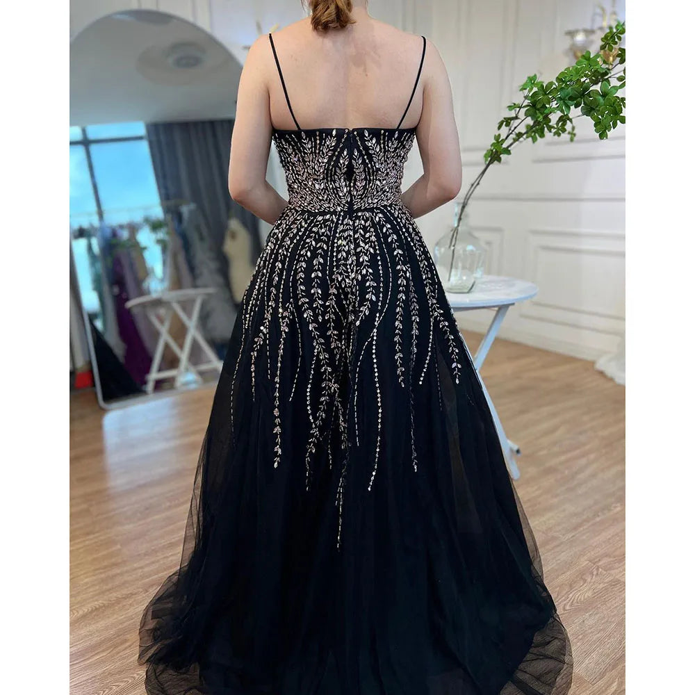 Luxury Dubai Arabic Long A-Line Spaghetti Strap Graduation School Party Gown Celebrity Prom Dresses LA71887 - SERENE HILL