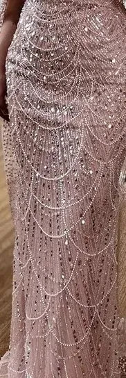 Luxury Dubai Nude Mermaid Arabia Beaded Evening Dress Gown with Detachable Skirt for Formal Occasion LA72243A - SERENE HILL