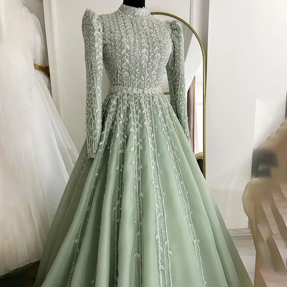 Serene Hill Dubai Arabic Designer Luxury Sage Green A Line Beaded Evening Dresses Gowns For Women Wedding Party 2025 LA72342 - turquoise / 6 Serene Hill Dubai Arabic Designer Luxury Sage Green A Line Beaded Evening Dresses Gowns For Women Wedding Party 2025 LA72342 - turquoise / 6