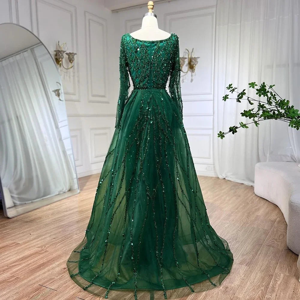 Dubai Luxury Beaded Mermaid Evening Dress With Long Sleeves LA70765L - SERENE HILL