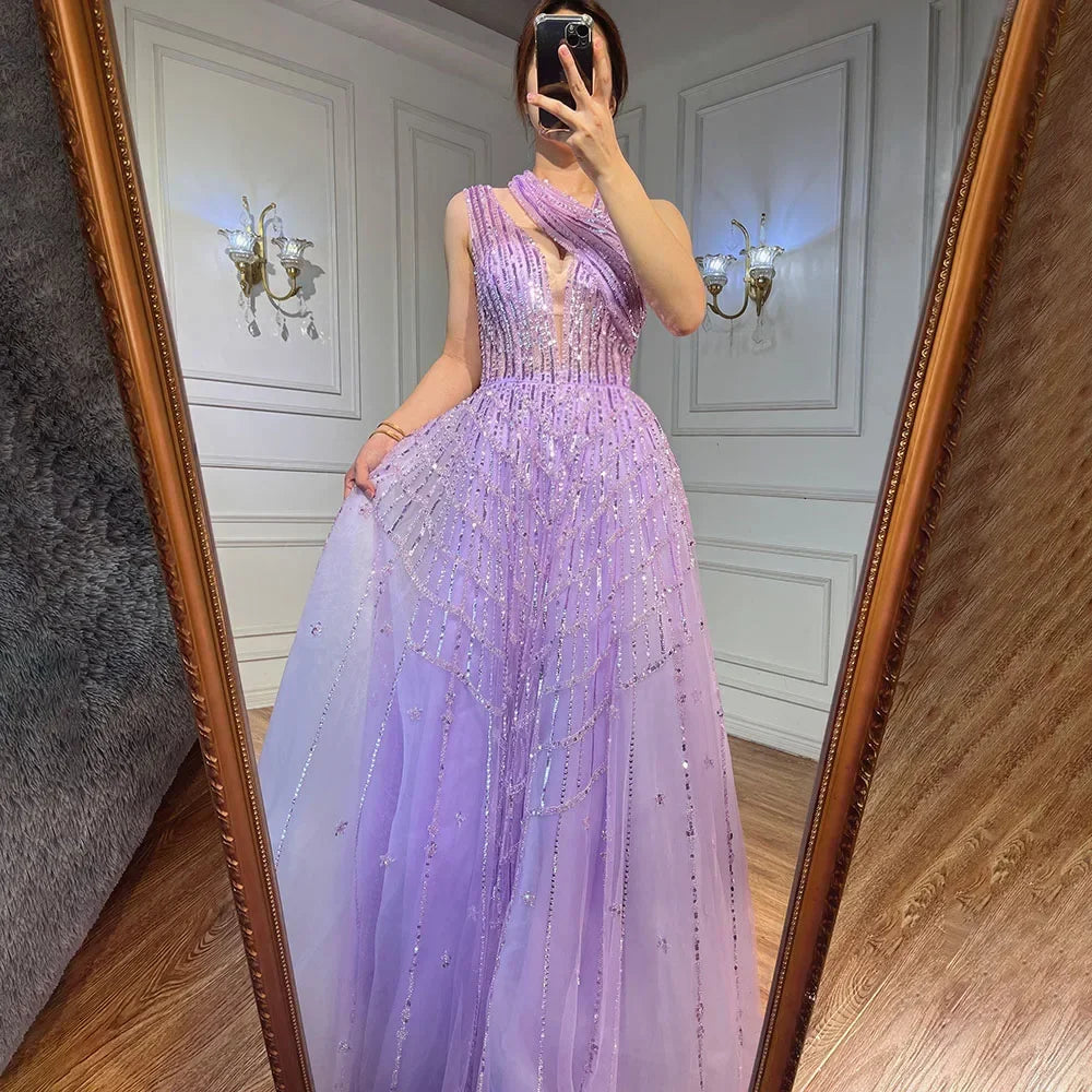 Luxury Beaded Lilac Evening Dresses for Women Wedding Party LA71778 –  SERENE HILL
