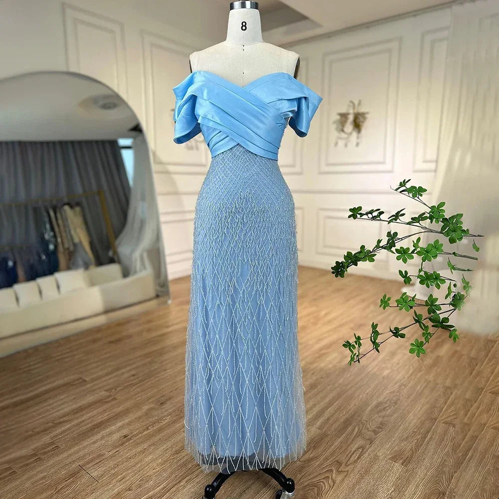Elegant Off Shoulder Sage Green Dubai Evening Dresses for Women LA72125 - SERENE HILL