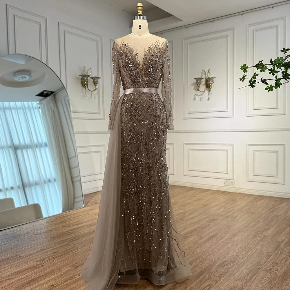 Luxury Purple Lace Beaded Mermaid Evening Dress with Skirt LA71752 - SERENE HILL