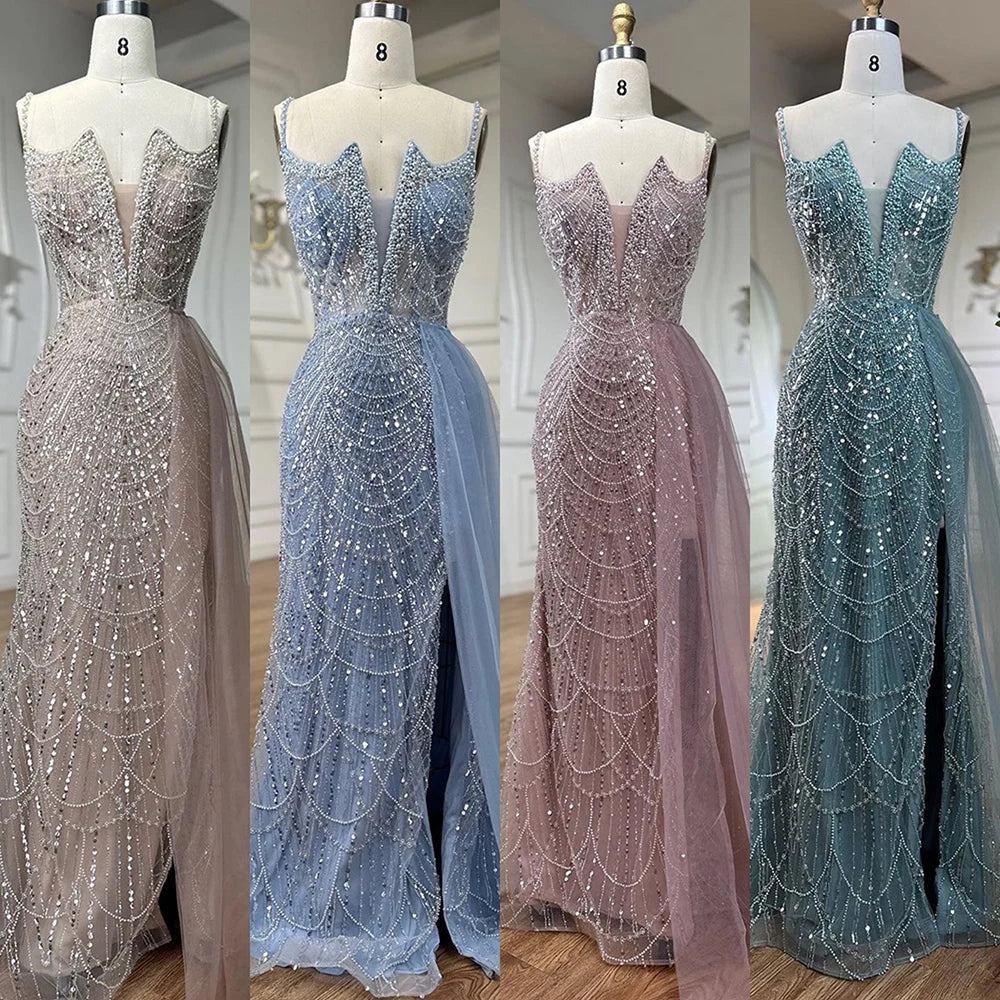 Nude Mermaid Spaghetti Straps Beaded Evening Gown 2025 LA72189 - SERENE HILL