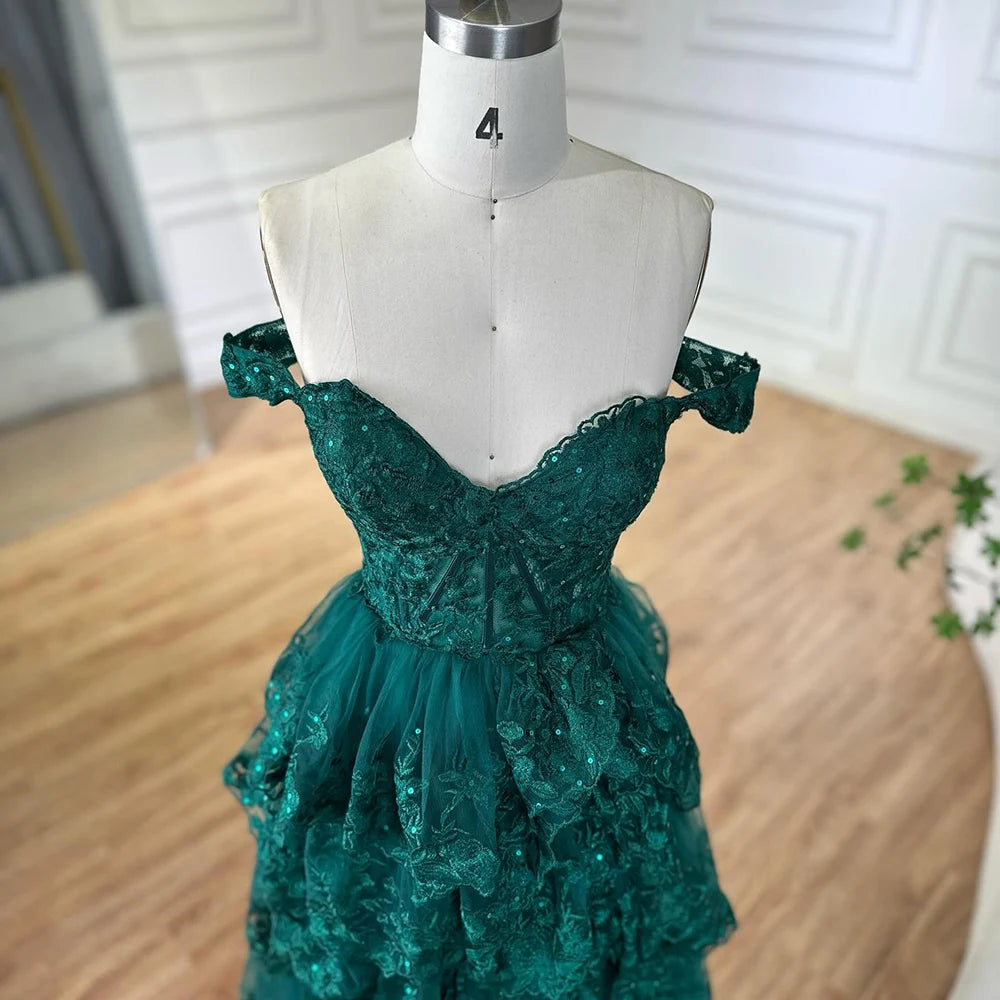 SERENE HILL A-Line/Princess Tulle Lace er Court Train Prom Dress With Ruffles Sequins LA72586 - SERENE HILL
