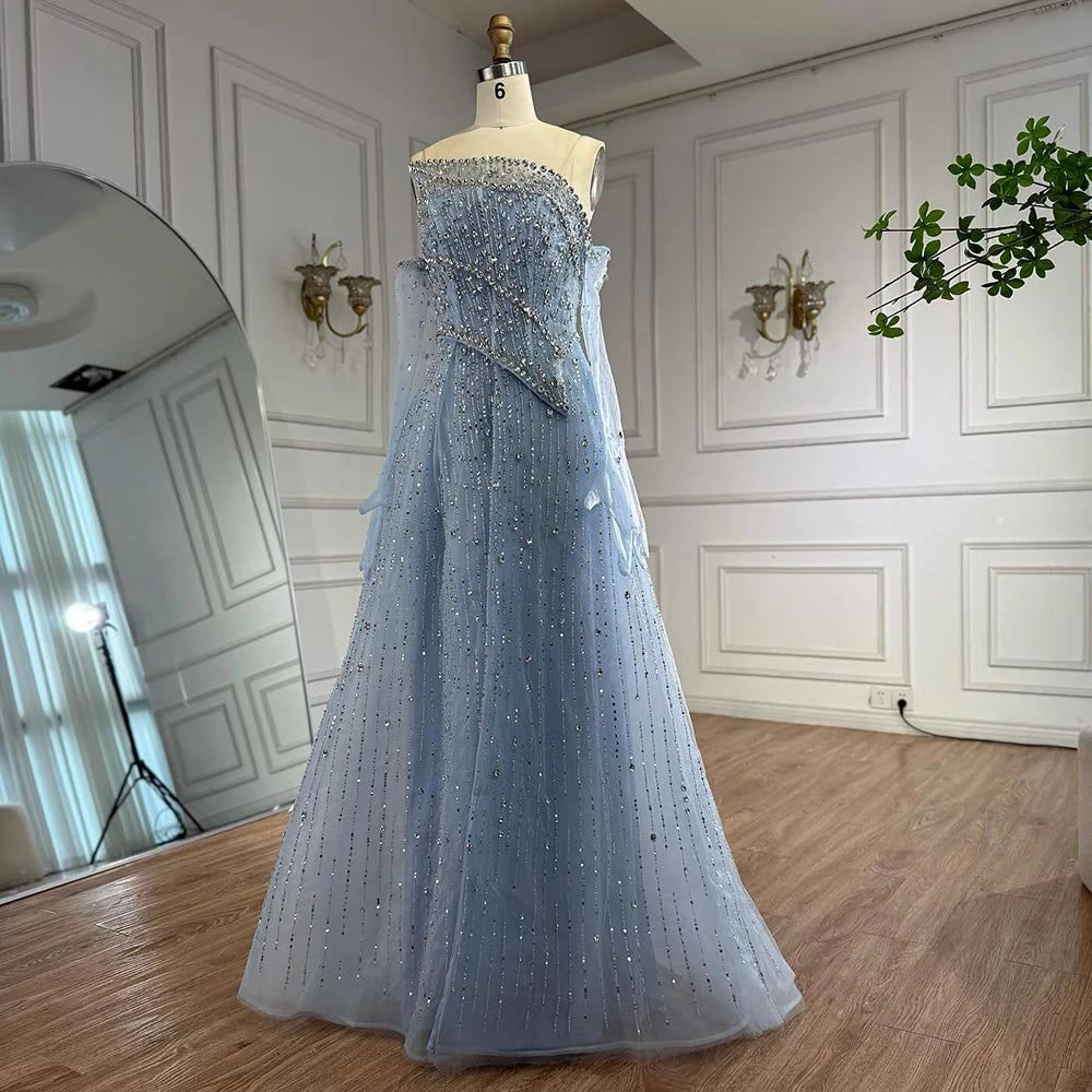 Luxury Nude Crystal Beaded A-Line Evening Dress with Split LA72949 - SERENE HILL