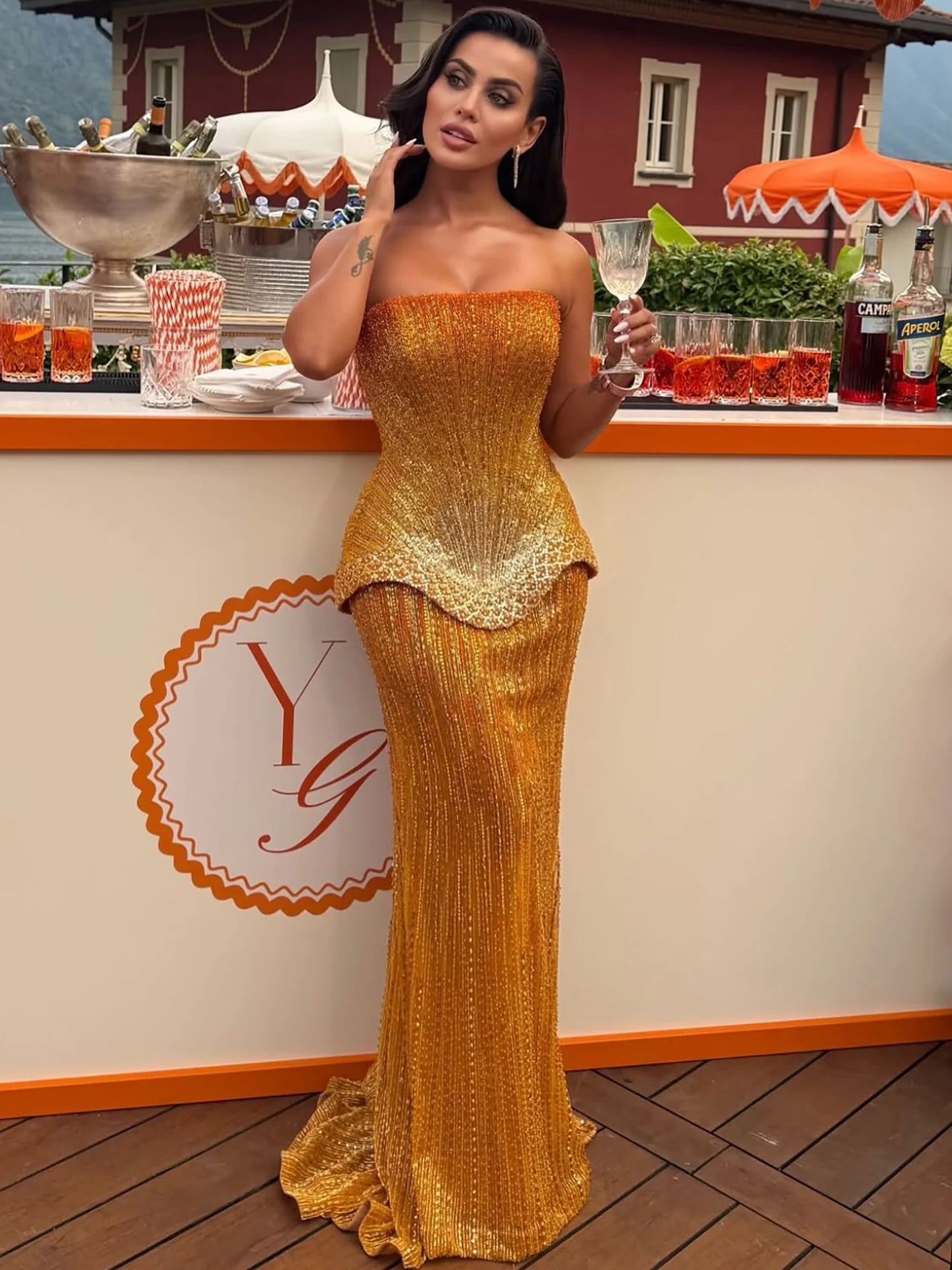 Serene Hill Arabic Orange Two Pieces Corset Evening Dress LA73444 - SERENE HILL