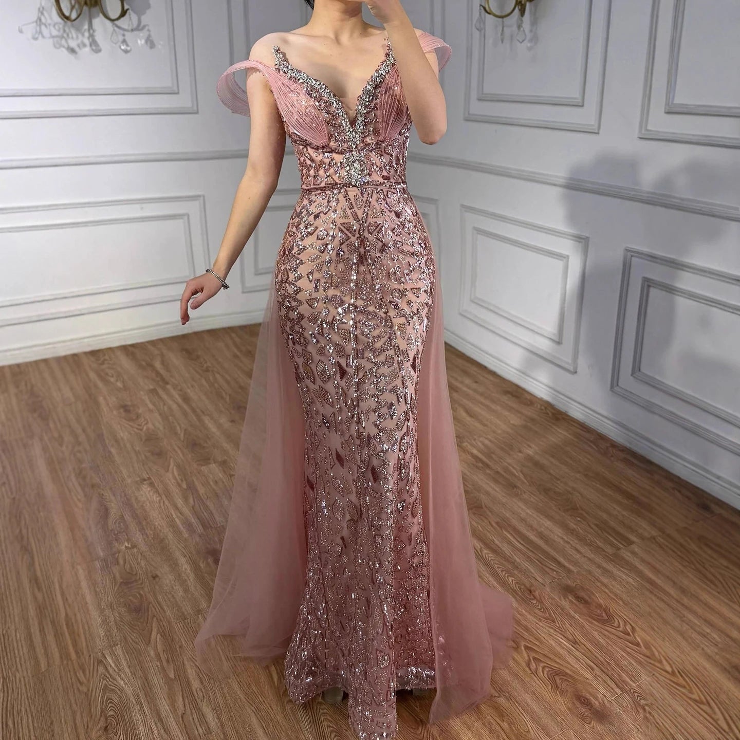 Serene Hill Pink Beaded Off Shoulder Evening Dress LA73413 SERENE HILL Serene Hill Pink Beaded Off Shoulder Evening Dress LA73413 SERENE HILL