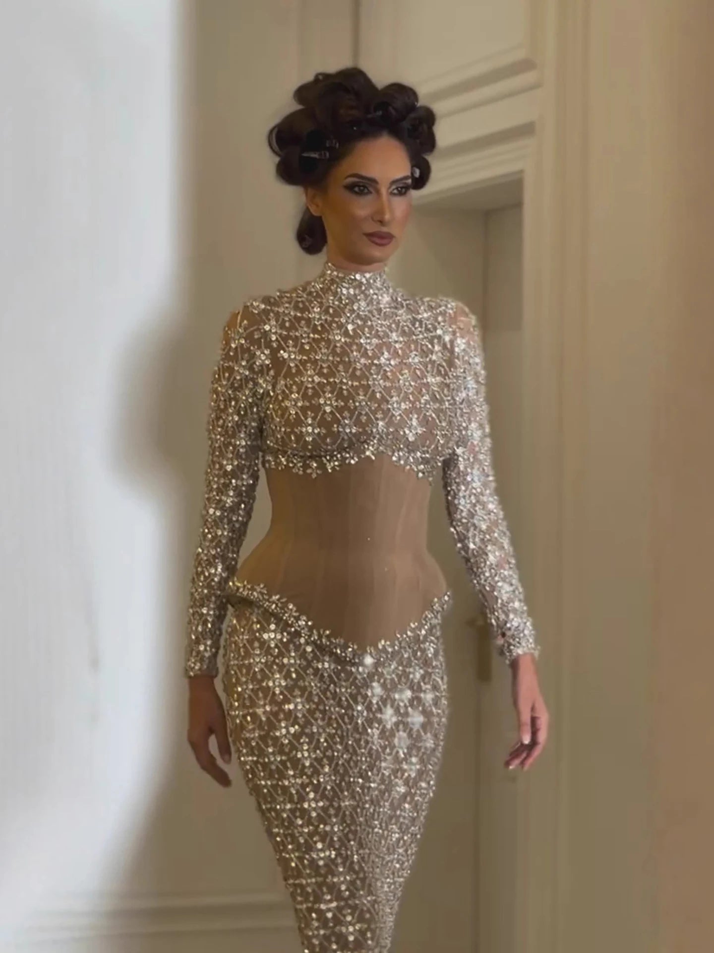Luxury Nude Beaded Two Pieces Corset Evening Dress LA73335 - SERENE HILL