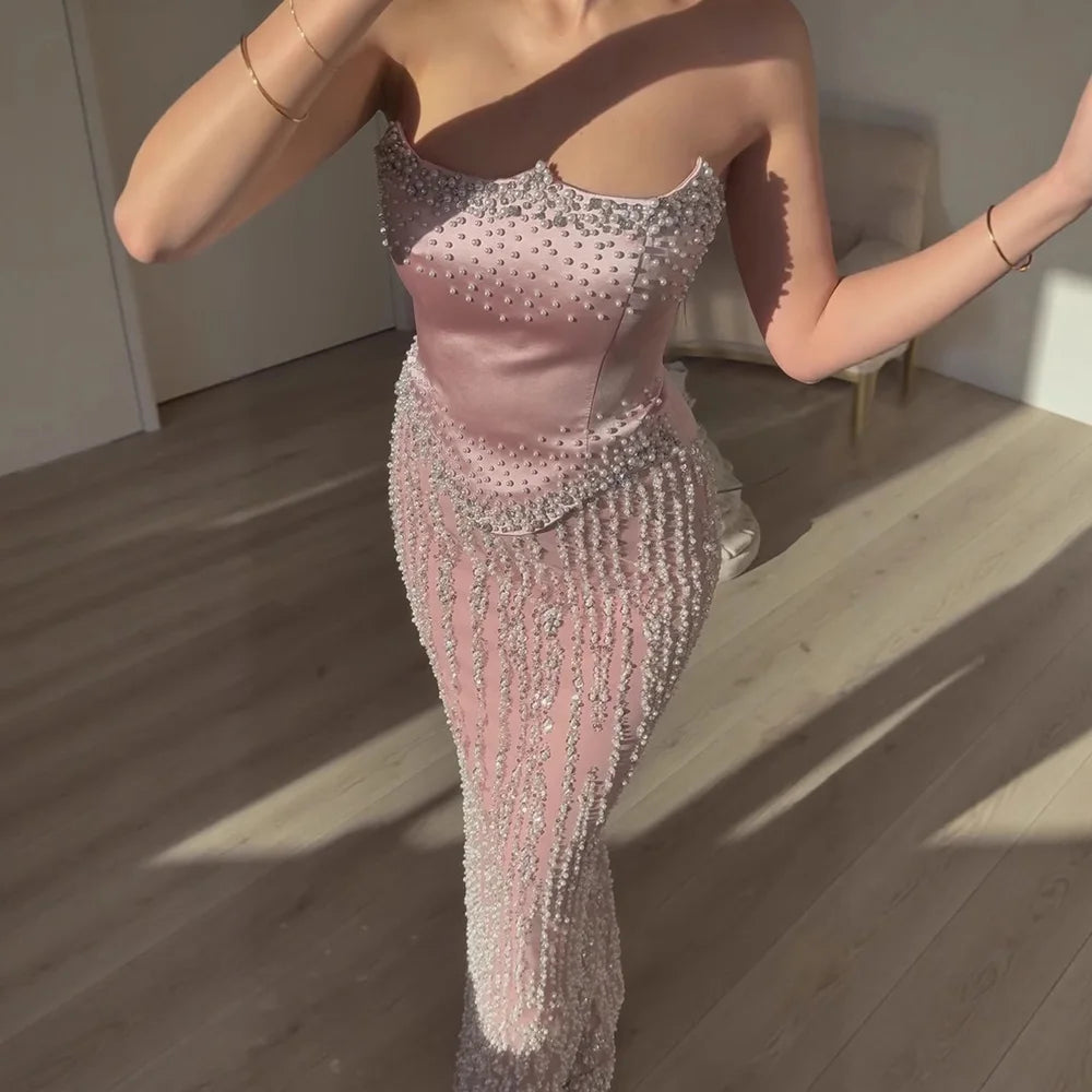Glamorous Mermaid Evening Dress with Pearls LA73070 - SERENE HILL