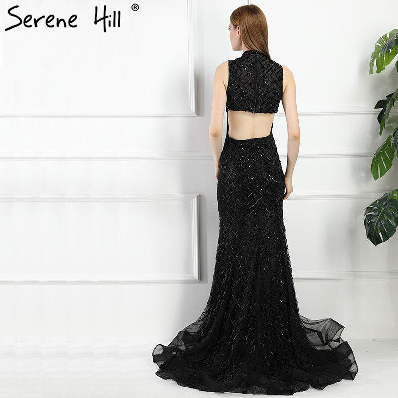 On Sale no return no refundSale Black High Neck Sexy Tulle Evening Dresses Sleeveless High-end Mermaid Fashion Formal Evening Party Real Photo LA6190 - SERENE HILL