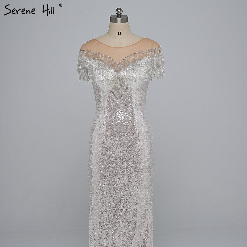 On Sale no return no refundSale 2025 Beading Tassel Latest Evening gown Designs Sleeveless Fashion Sexy Mermaid Sequin Evening Dress Real Photo LA6378 - SERENE HILL