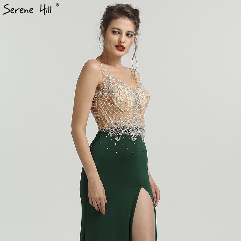 On Sale no return no refundSale 2025 Newest Green Sleeveless Mermaid Evening Dresses Fashion Diamond Beading Sexy Evening Gowns Serene Hill LA6592 - SERENE HILL