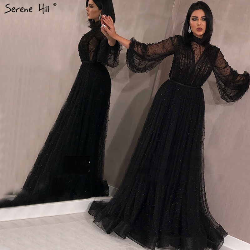Black Peach Pearls A-Line Evening Dresses 2025 Latest Design Long SERENE HILL Black Peach Pearls A-Line Evening Dresses 2025 Latest Design Long SERENE HILL